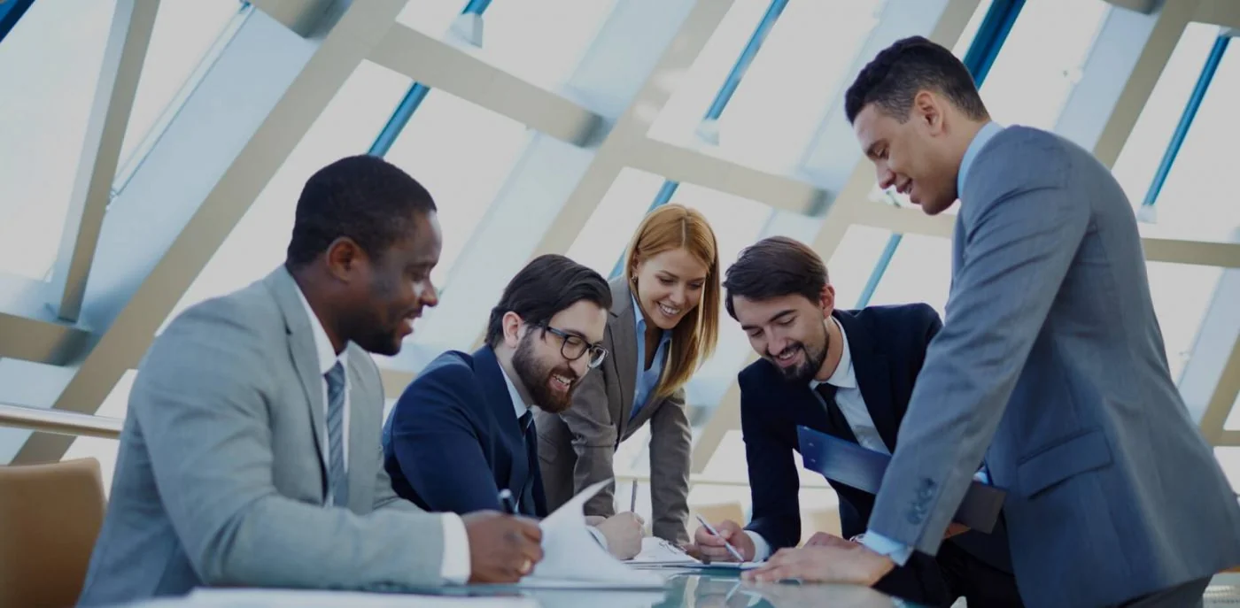 International team working together in an office